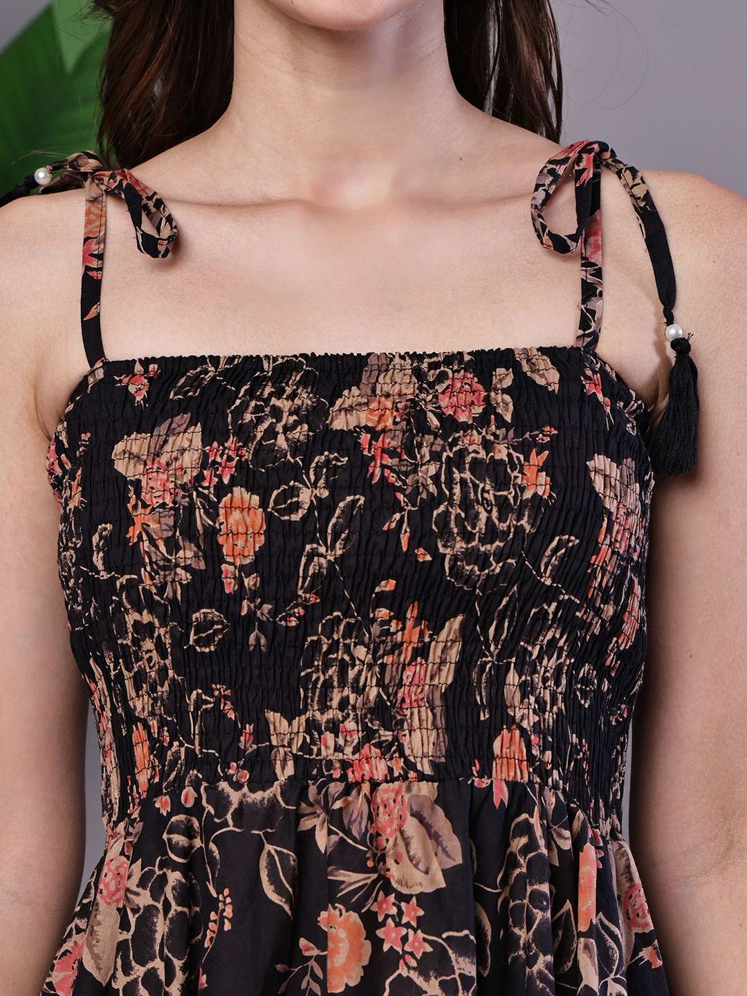Women's Multicolor Printed Cotton Handkerchief Hem Dress Midi Dresses - Image 3